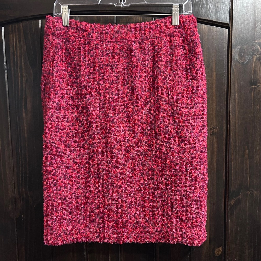 Donna Karan New York Bare necessities Skirt Womens Size 6 Red & Black Tweed New - Picture 3 of 13